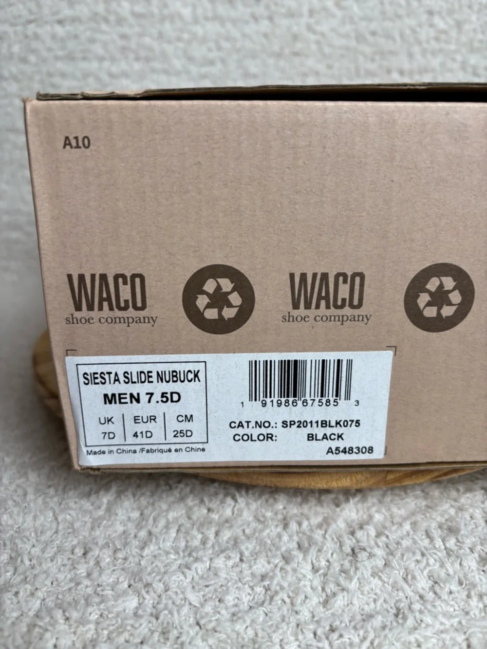 Spenco Siesta Slide Nubuck Mens 7.5D in Black Waco Shoe Company